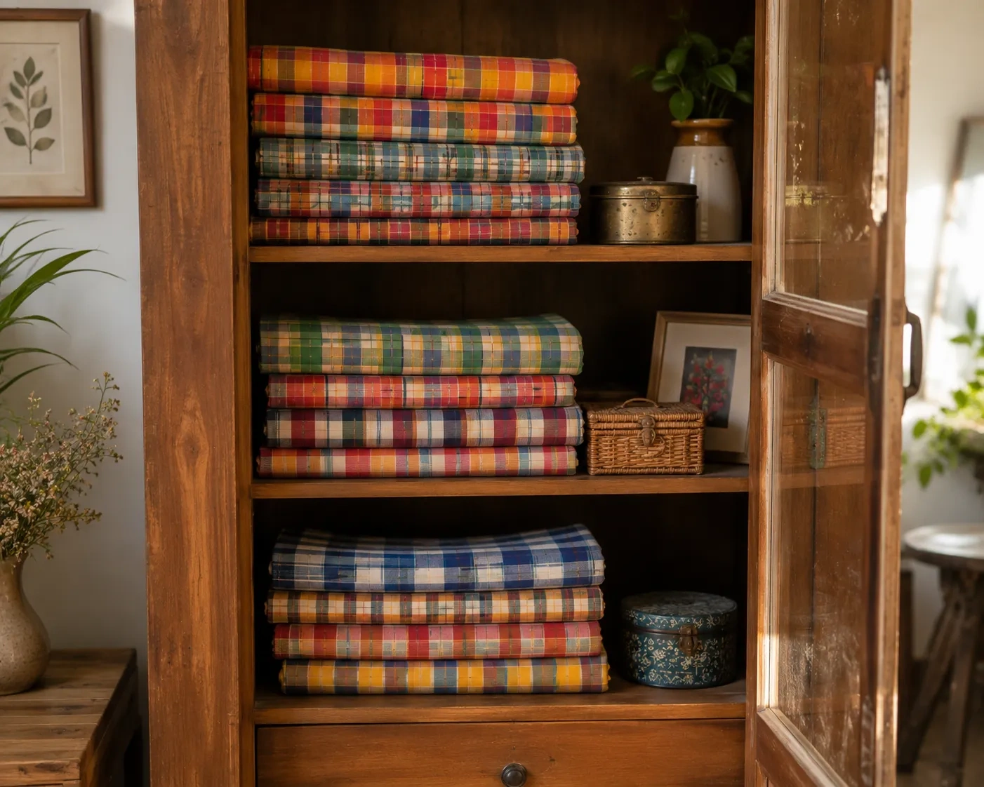 Madras Checks cotton fashion garments in a modern wardrobe