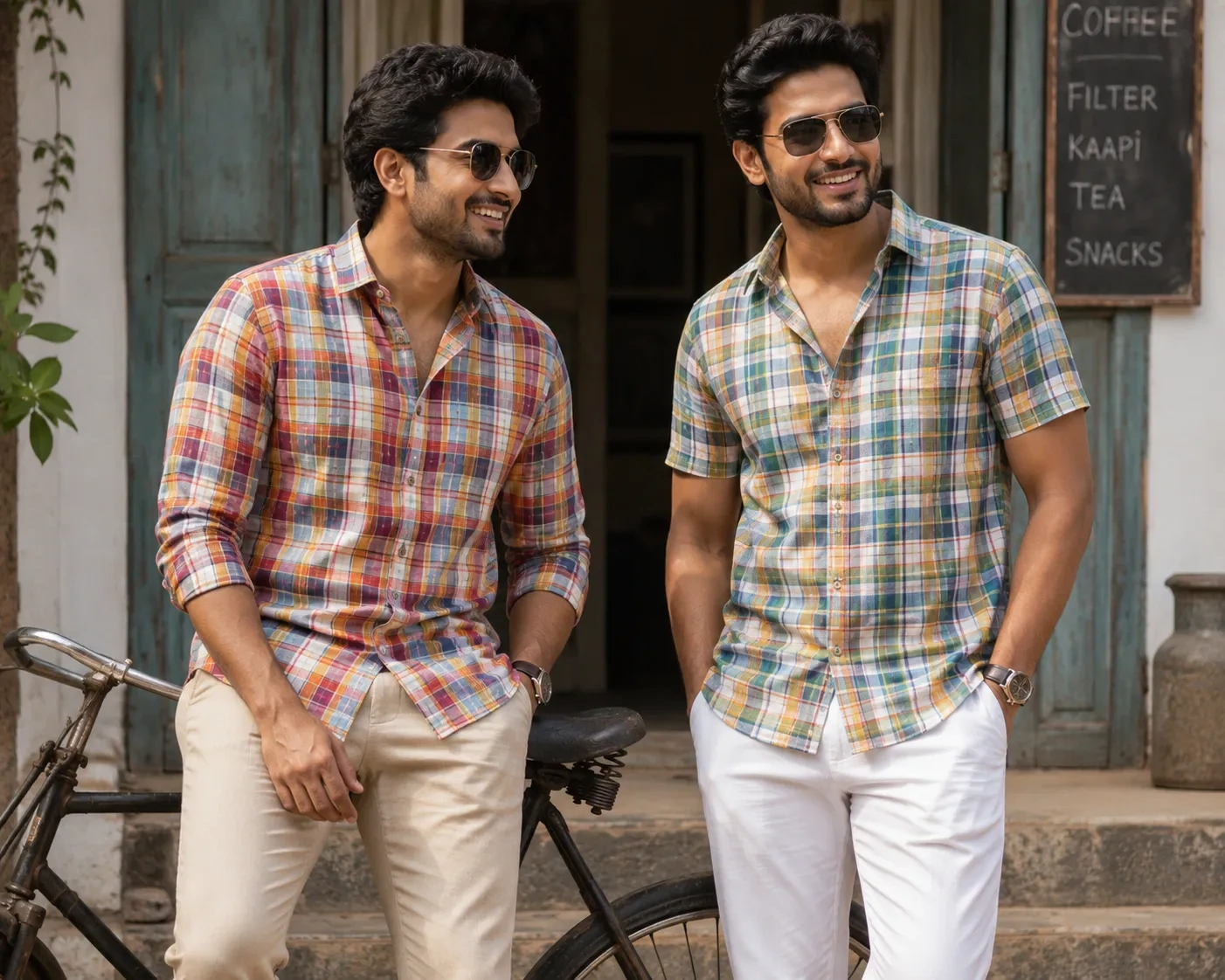 Modern handcrafted clothing made with Madras Checks fabric