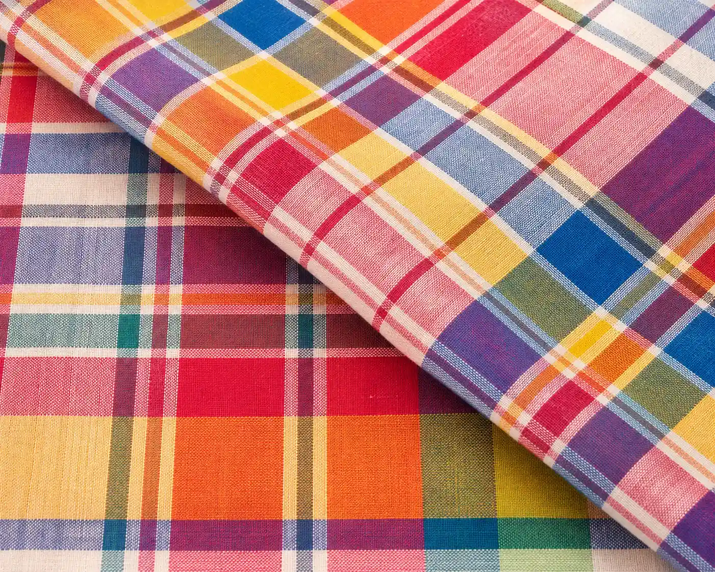Colourful handwoven Madras Checks fabric from Indian textile traditions