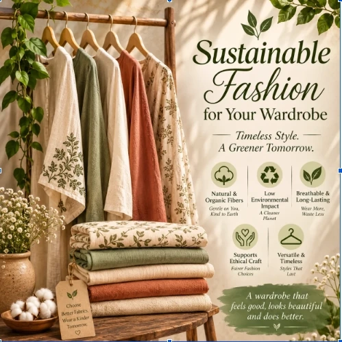 Sustainable wardrobe with ethical clothing and natural textiles